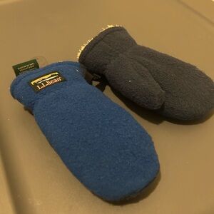 L.L. Bean Fleece Mittens in Blue and Dark Blue